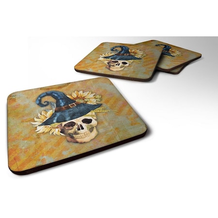 Day Of The Dead Witch Skull Foam Coaster, Set Of 4